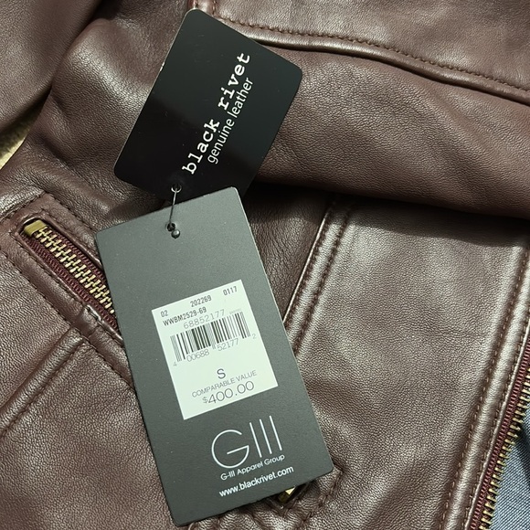 New BLACK RIVET Burgundy Leather Jacket Size Small - Picture 8 of 10